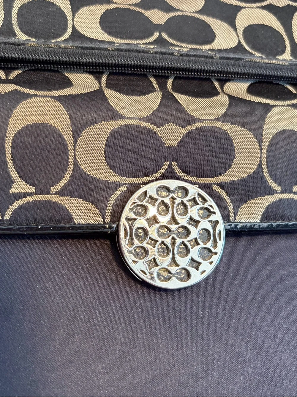 Coach Brown and Black Signature Canvas Wallet